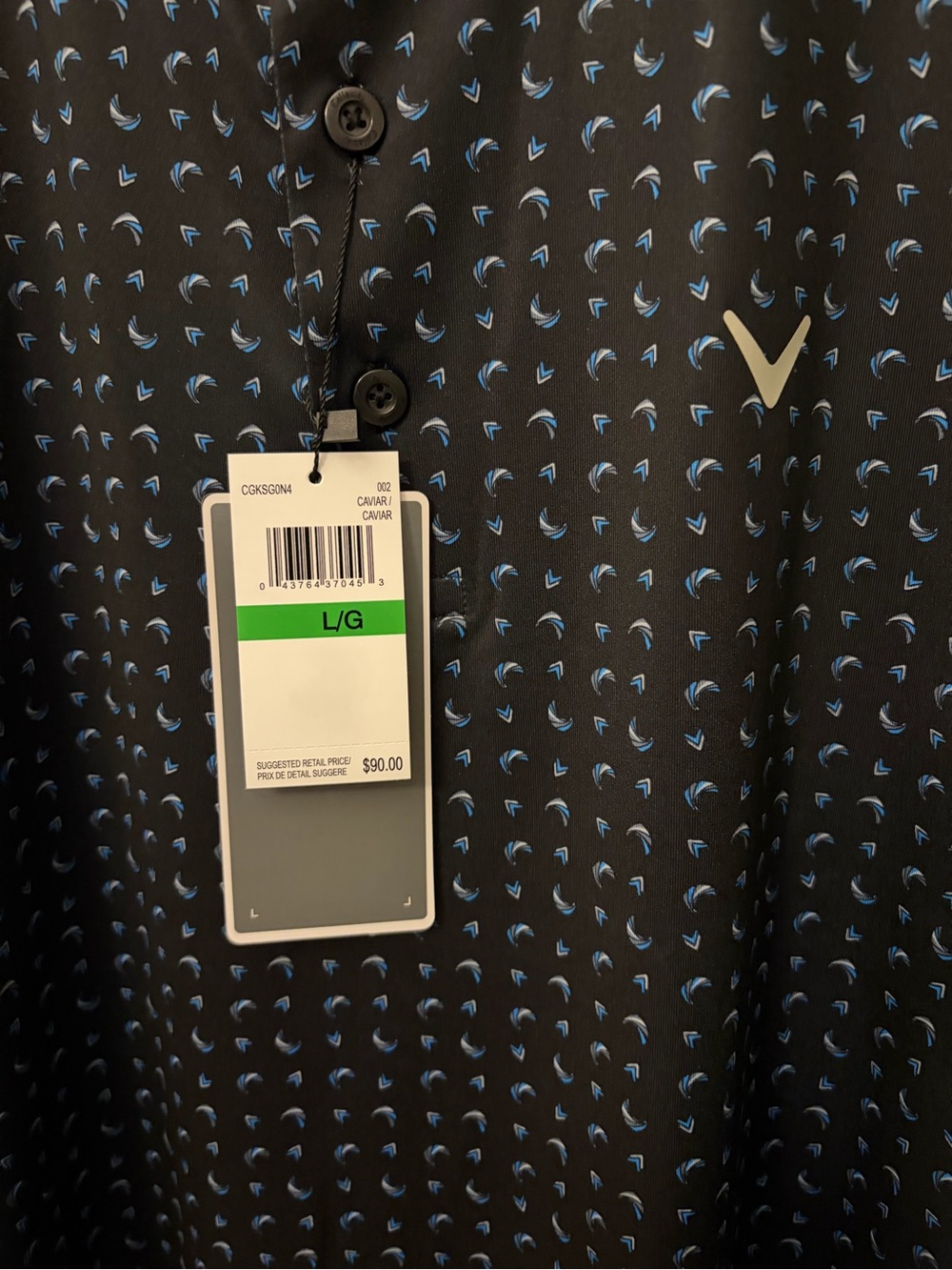 Callaway Men’s Black Polo with Blue Micro Pattern - Picture 3 of 6